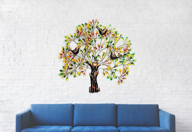 walldecormetalart3birdtreemulticolor