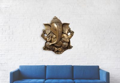 MohanJodero Brass Wall Hanging  Ganesha Statue