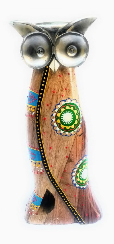 MohanJodero Handmade Hanpainted Wooden Owl