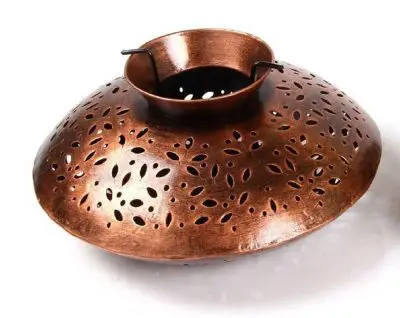 MohanJodero Metal Handicraft Handmade Handi Tea Light Holder ( Copper Finished)