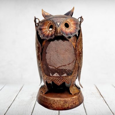 MohanJodero Metal Owl Lantern/Owl Tea Light Holder