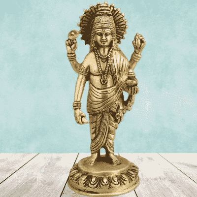 Brass Lord Dhanvantari Idol,God of Ayurveda/Medicine Statue