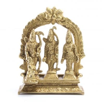 Brass Ram Darbar Idol, Murti, Ram, Sita, Laxman and Lord Hanuman Idol