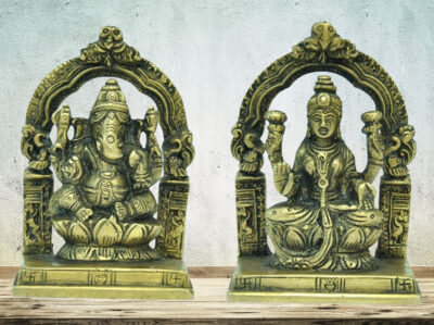 Brass Laxmi Ganesha Idol/Lakshmi Ganesha murti/Luxmi Ganesh Pair/Showpiece/Statue