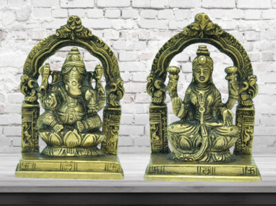 Brass Laxmi Ganesha Idol/Lakshmi Ganesha murti/Luxmi Ganesh Pair/Showpiece/Statue