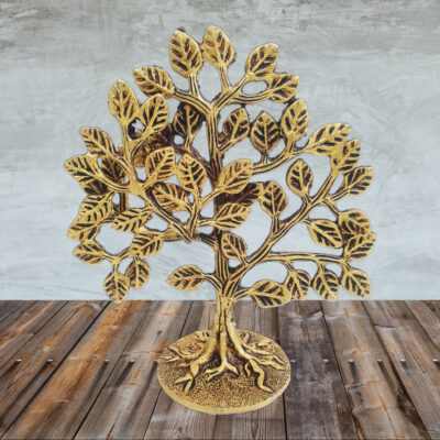 Brass Kalpavriksha Tree/Tree of Life in Antique Golden Finish , Height 6 inch