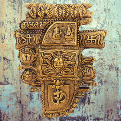 MohanJodero Brass Shubh Labh Laxmi Ganesha wall Hanging