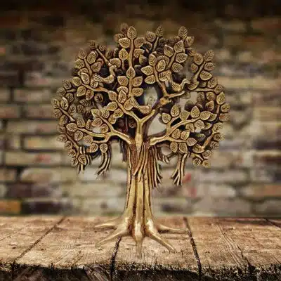 Brass Kalpavriksha Tree/Tree of Life in Antique Golden Finish