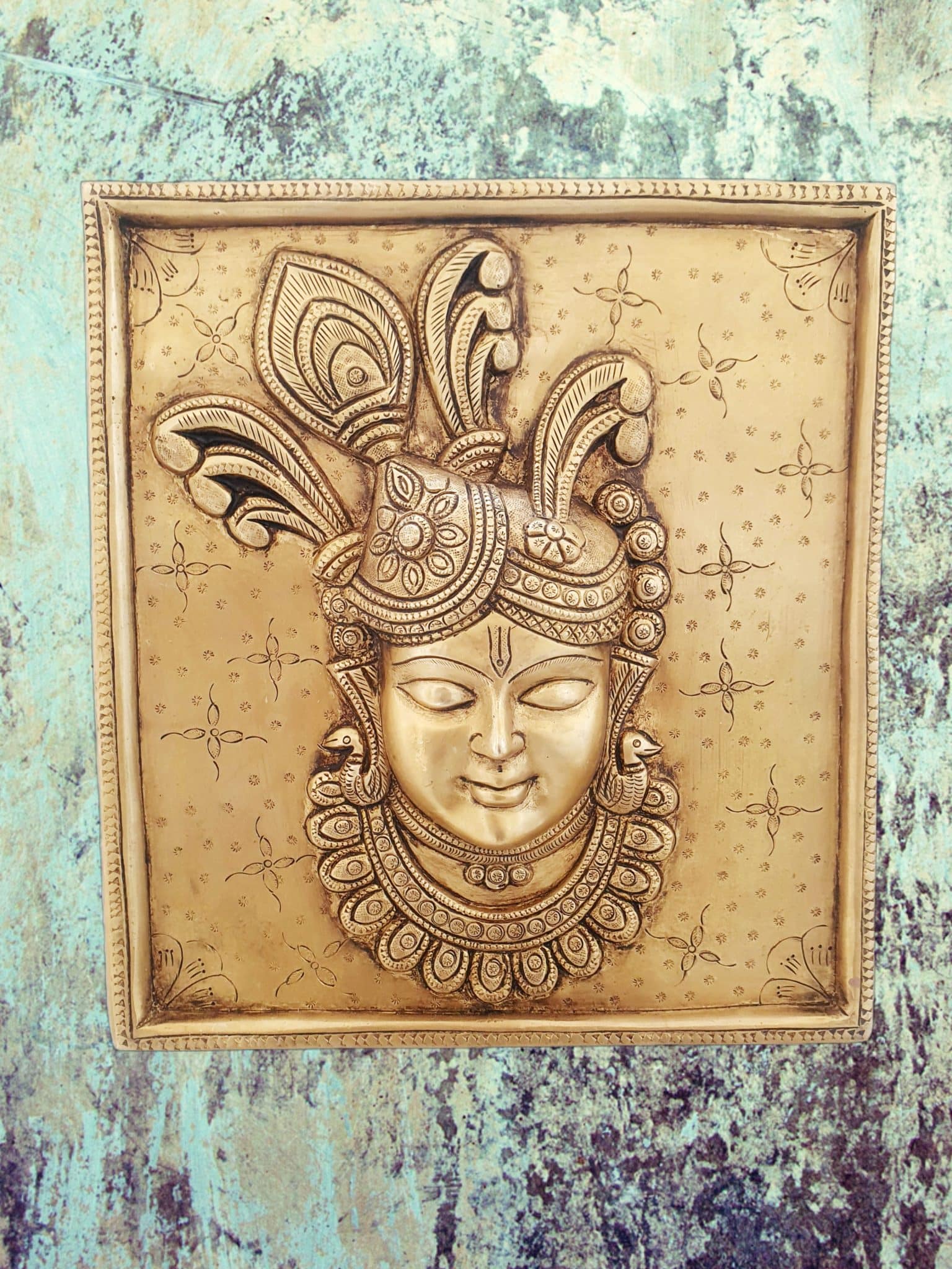Brass Wall Hanging Lord Krishna Idol