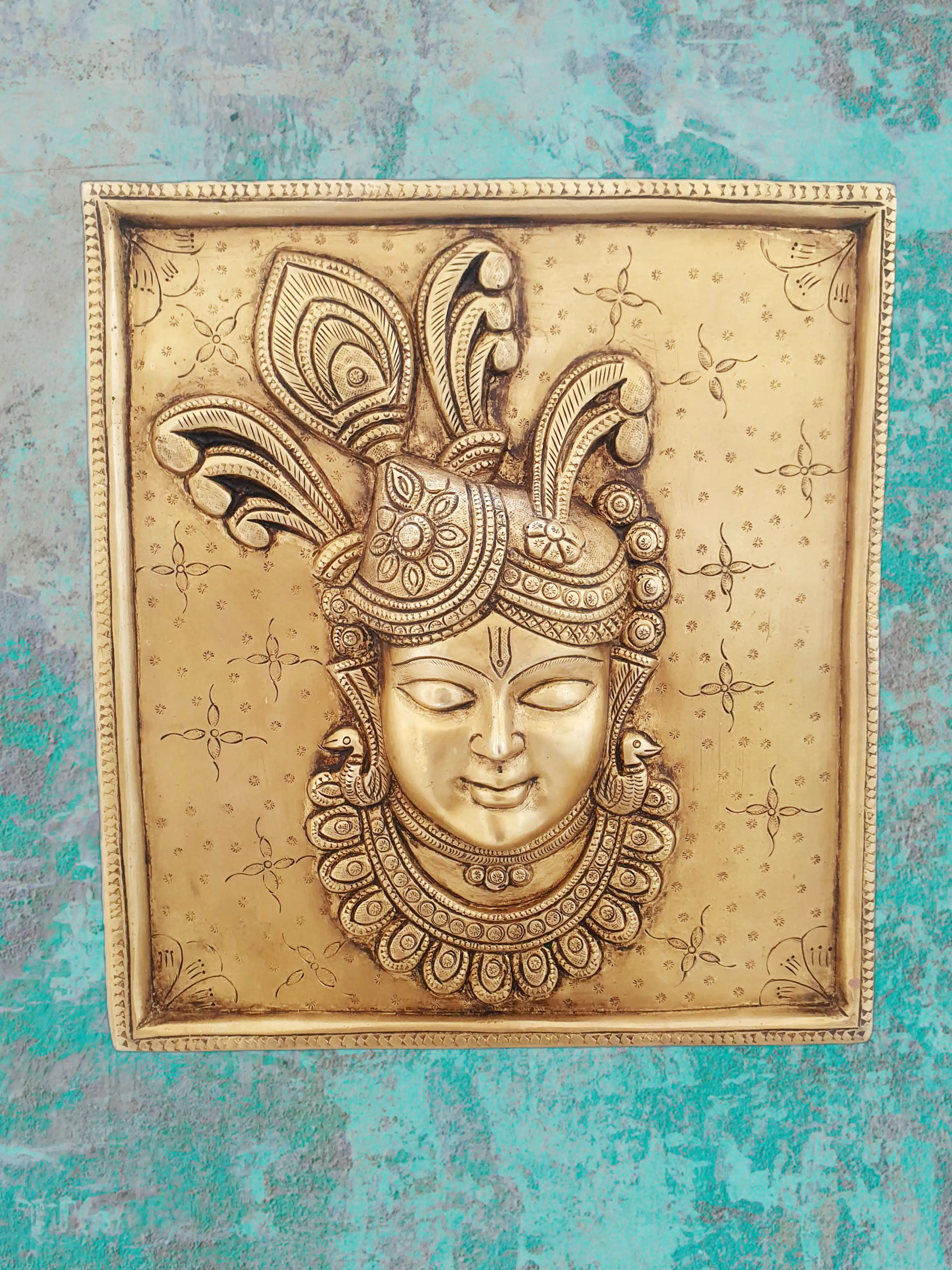 Brass Wall Hanging Lord Krishna Idol