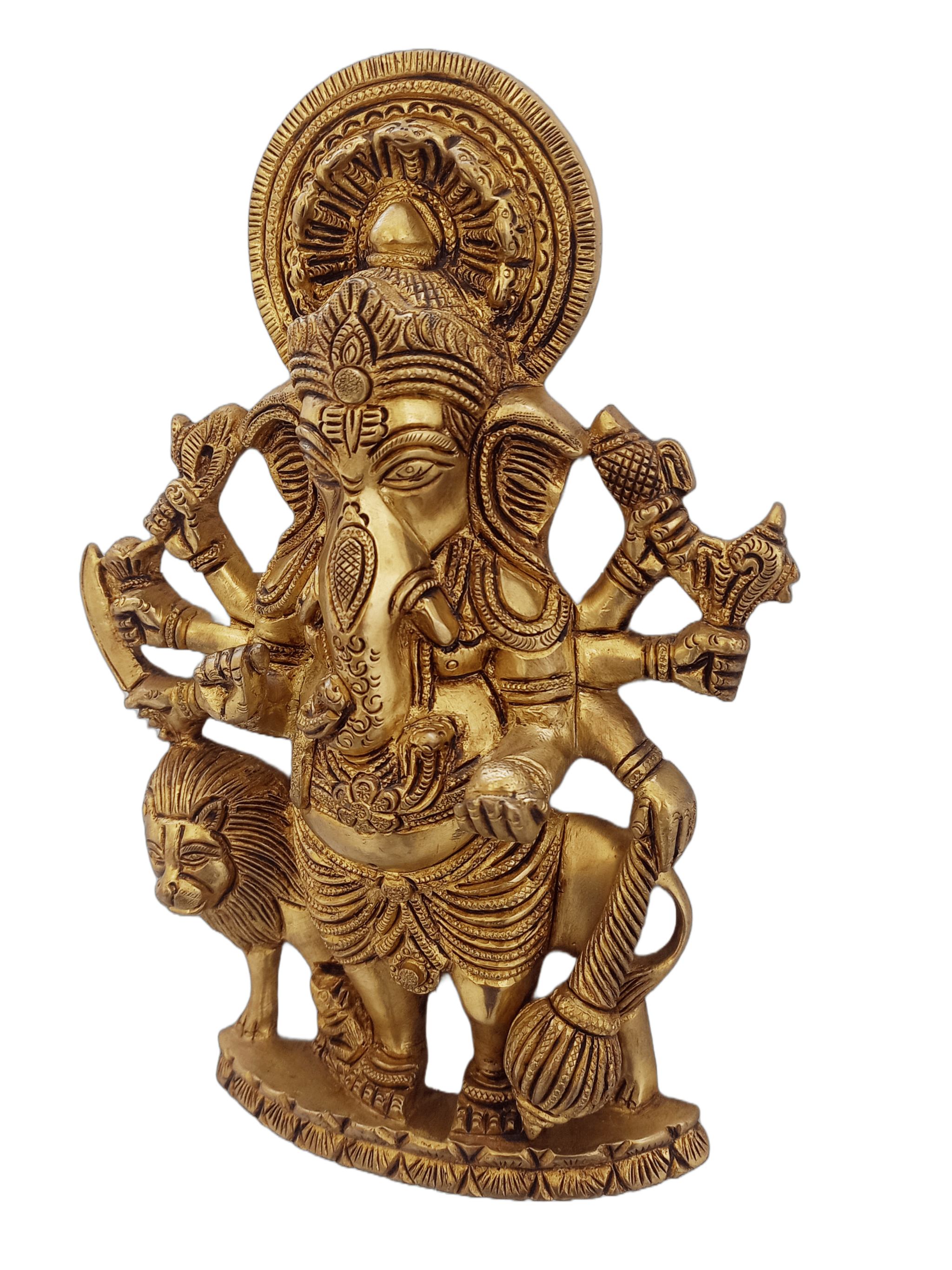 MohanJodero Brass Wall Hanging  Lion Ganesha statue