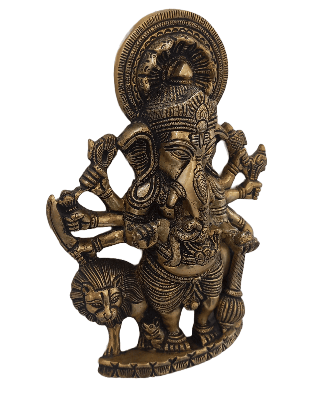 MohanJodero Brass Wall Hanging  Lion Ganesha Idol