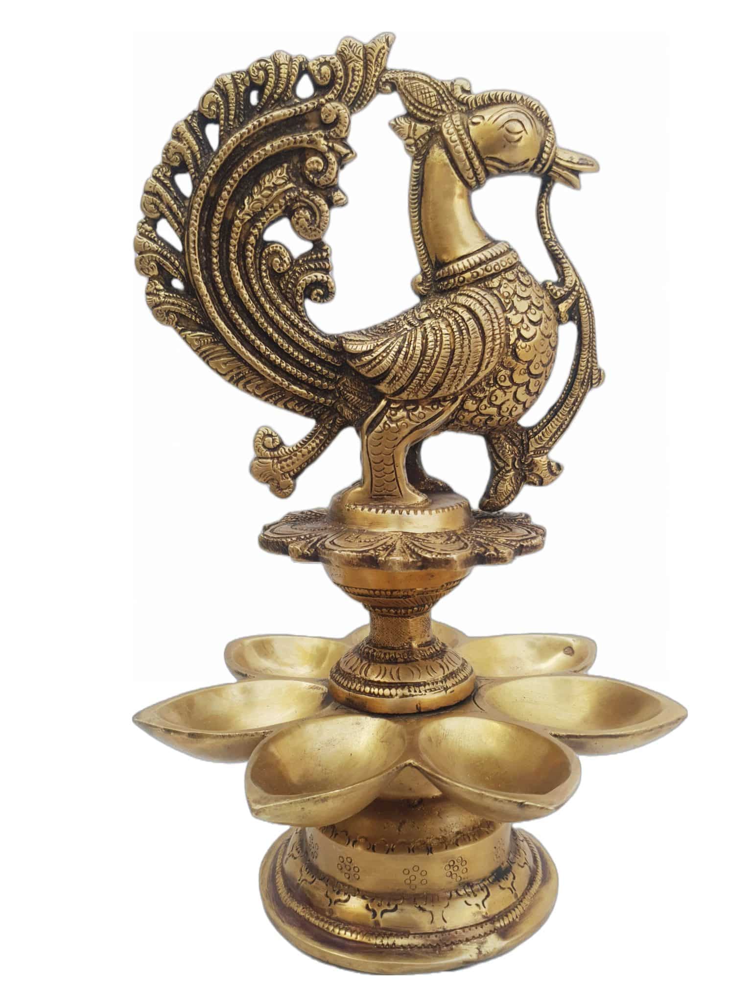 MohanJodero Brass Peacock Diya