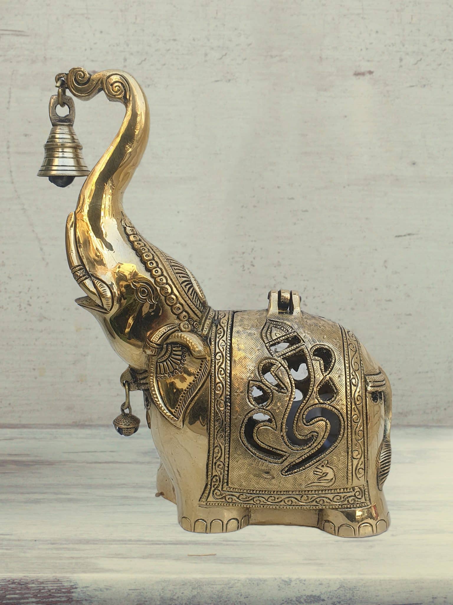 Brass Elephant with Bell, Elephant Dhoopdani, Elephant Incense Holder