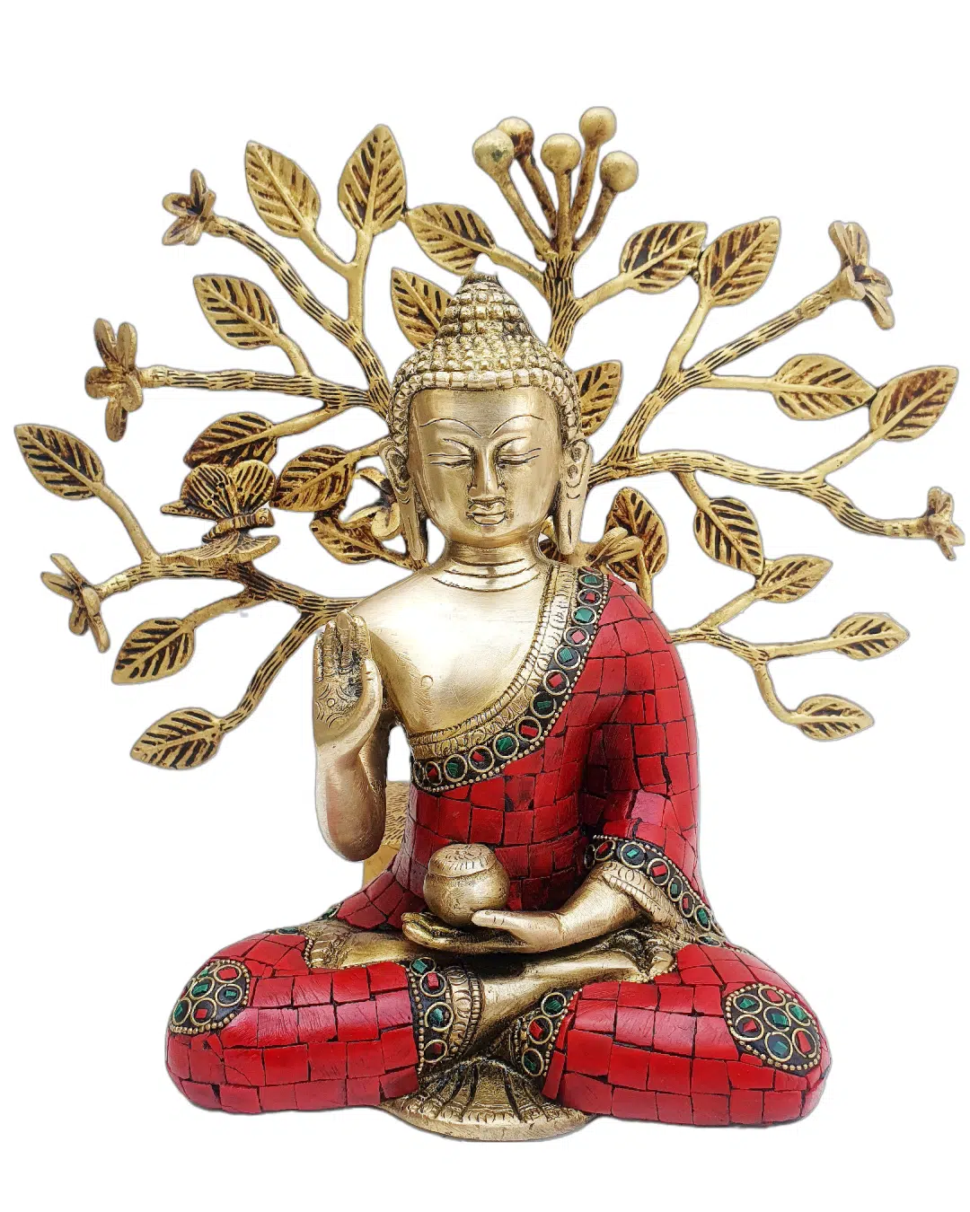 MohanJodero Brass Buddha Statue, Buddha Idol Under Tree